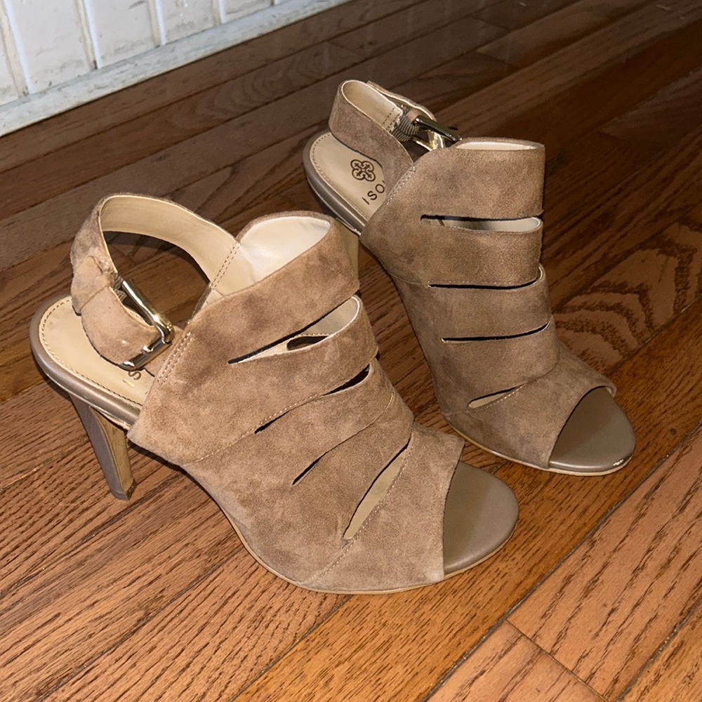 Isola strappy faux suede heels 9